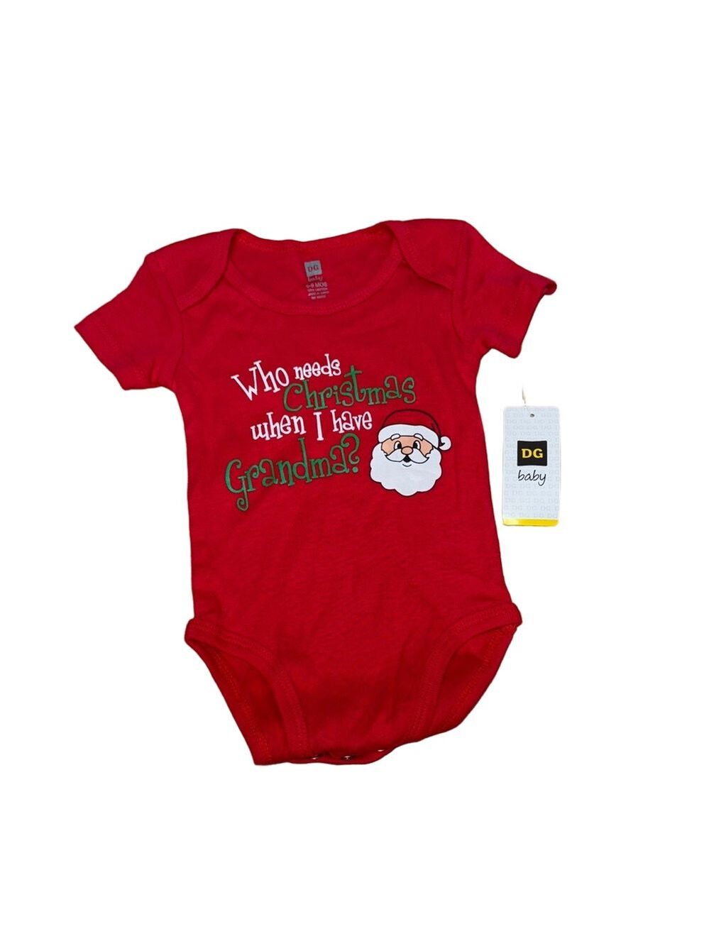 DG Baby 6-9M Red Who Needs Santa When I Have Grandma Bodysuit NWT